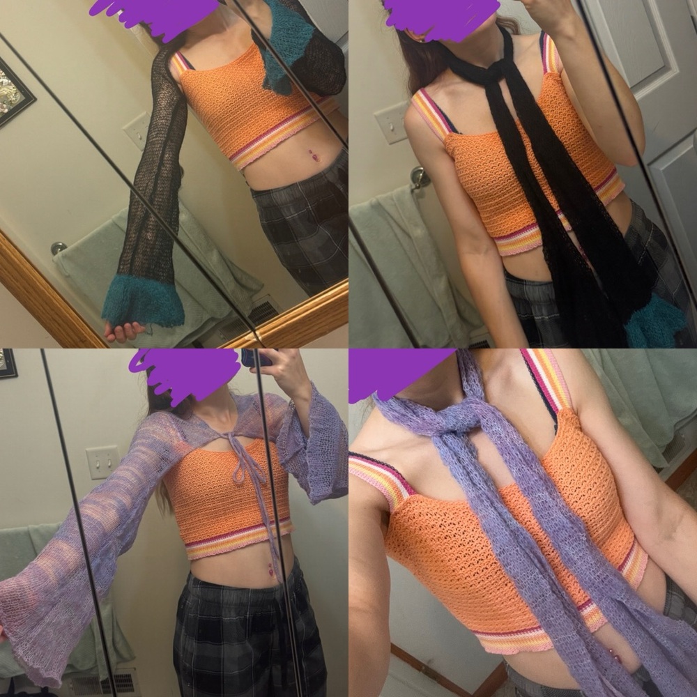 Sleeved reversible scarves